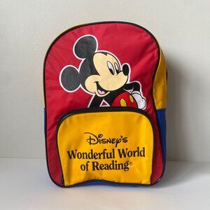 Vintage Disney's Wonderful World of Reading Mickey Mouse Backpack/Book Bag